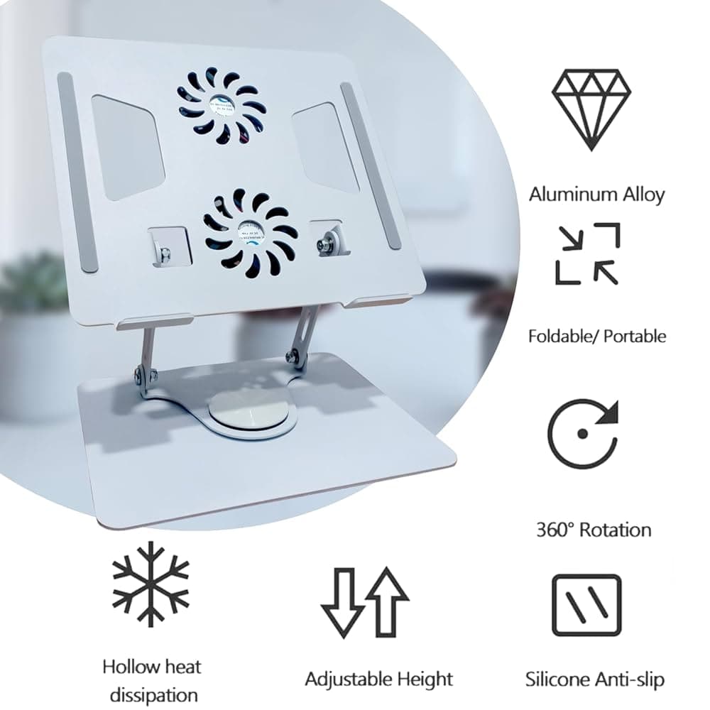 Metal 360 Laptop Stand with 2 Twin-Fans